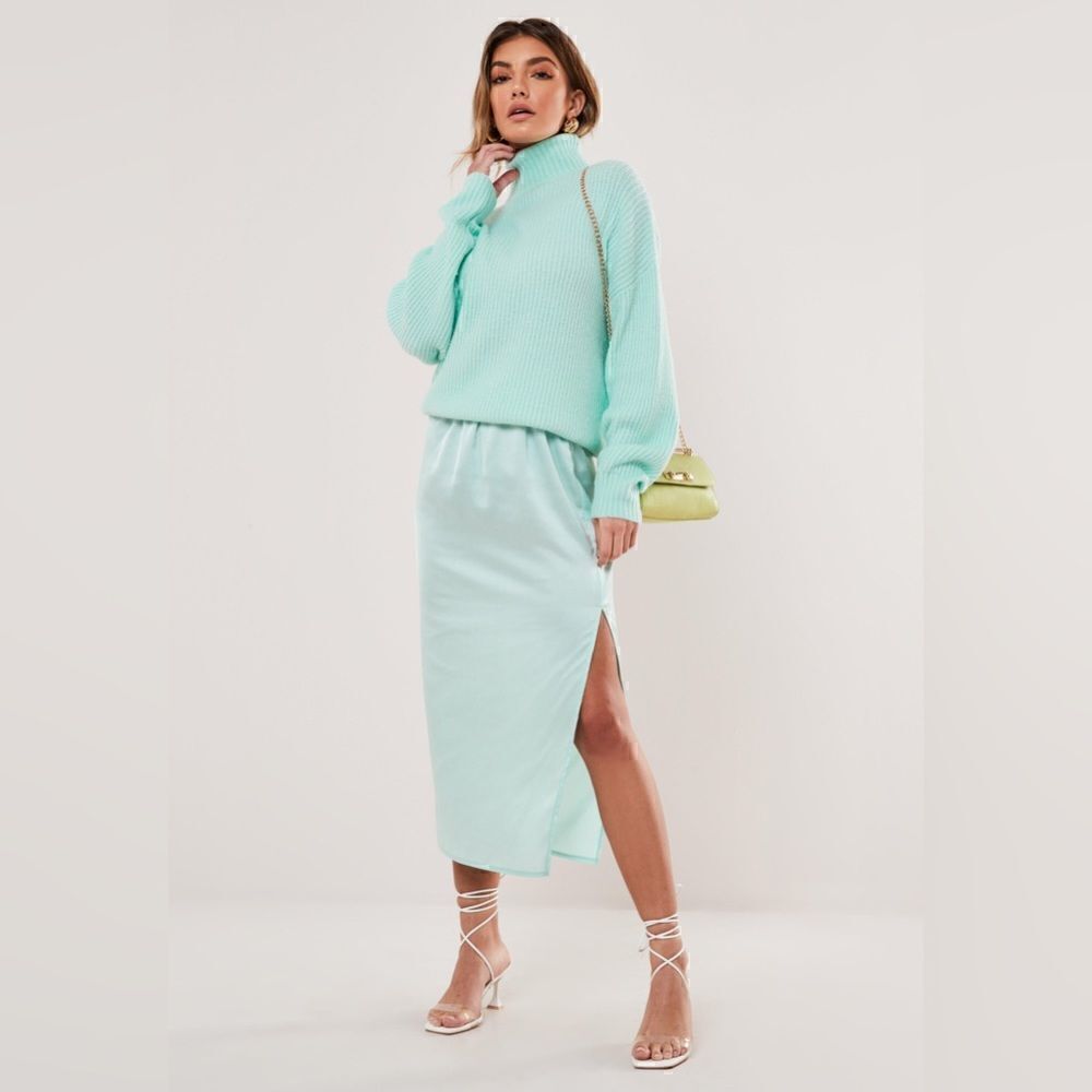 NWT Misguided Satin Midi Slip Skirt – Luxe Elegance